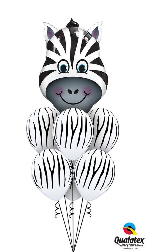 Zebra Balloons Zebra Balloon, Zebra Birthday Party, Safari Birthday Party Decorations, Zebra Birthday, Jungle Safari Birthday, Safari Birthday Party, Jungle Birthday, Safari Jungle, Pet Monkey