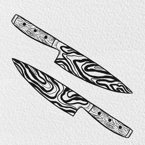 Matching trippy knifes of tattoo art for best friends or sisters Knife Tattoo Stomach, Matching Cooking Tattoos, Grungy Matching Tattoos, Aesthetic Knife Tattoo, Matching Chef Tattoos, Cool Knife Tattoos, Knife Flash Tattoo, Japanese Chef Knife Tattoo, Chef Knife Tattoo Ideas