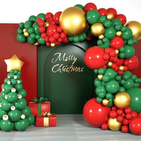 PRICES MAY VARY. Colorful Balloons Set: Come with 4 size balloons. 62pcs red balloons, 61pcs green balloons, 22pcs metallic golden balloons. Made of latex, the balloons are thick and easy to be inflated, can be filled with air and helium. Christmas Theme Colors: These solid color balloons are mainly in red and green, dotted with golden. Our Christmas party decorations will transform your venue or home, and party everyone who attends will be impressed, creating a perfect Christmas party event. Ba Christmas Setup, Operation Shoebox, Candy Balloons, Christmas Balloon Decorations, Balloon Tree, Holiday Balloons, Deco Ballon, Ballon Party, Valentinstag Party