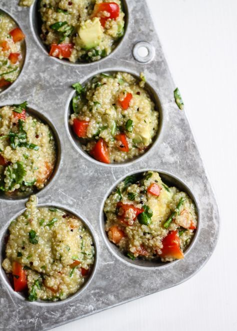 Scrumptious quinoa frittatas baked in a muffin pan and loaded with veggies and creamy bites of avocado. Naturally gluten free and a healthy on the go breakfast! Healthy On The Go Breakfast, College Cookbook, Sleeve Recipes, On The Go Breakfast, Avocado Quinoa, Ambitious Kitchen, Brunch Time, Eat Better, Muffin Tins