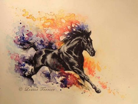 Tattoo Watercolor, Painted Horses, Trendy Tattoo, Horse Artwork, Equestrian Art, Watercolor Horse, Horse Tattoo, Horse Drawing, Horse Drawings