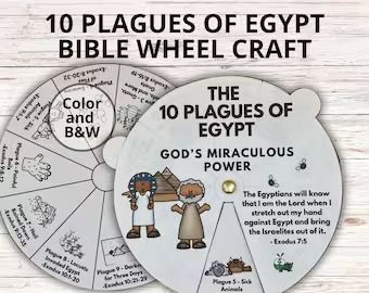 MomsHeartPrintables - Etsy 10 Plagues Of Egypt Printables Free, 10th Plague Of Egypt Craft, Moses Bible Story, The Ten Plagues Of Egypt, Ten Plagues Of Egypt, Passover Lesson, Moses Bible, Sunday School Printables, 10 Plagues