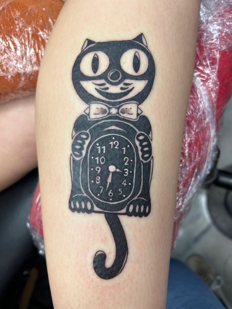 Bad Kitty Tattoo, Felix The Cat Clock Tattoo, Kit Kat Clock Tattoo, Retro Cat Tattoo, Clown Cat Tattoo, Felix The Cat Clock, Cat Clock Tattoo, Vintage Clown Tattoo, Vintage Cat Tattoo