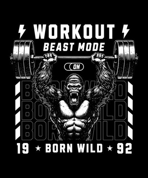 Gorilla bodybuilding T-Shirt Design Template Gym Shirt Design, Shirt Back Design, Motivation Shirt, Bodybuilding T Shirts, Cartoon Character Tattoos, Gym Logo, Logo Tshirt, T Shirt Design Template, Gym Shirt