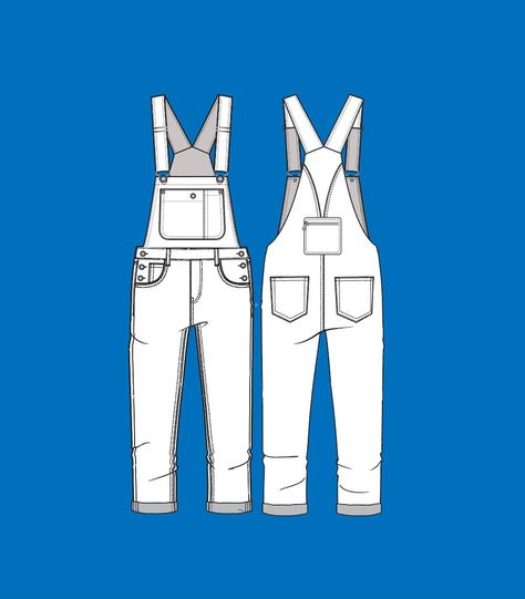 Jumpsuit Flat Sketch, Fashion Design Illustrator, Flat Sketches, Overall Jumpsuit, Fashion Flats, Digital Files, Art Images, Overalls, Illustrator