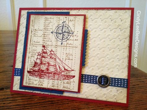 Stampin Up The Open Sea, Beachy Cards, Sea Cards, Man Cards, Mens Cards, Bee Designs, Guy Cards, Men's Cards, Nautical Cards