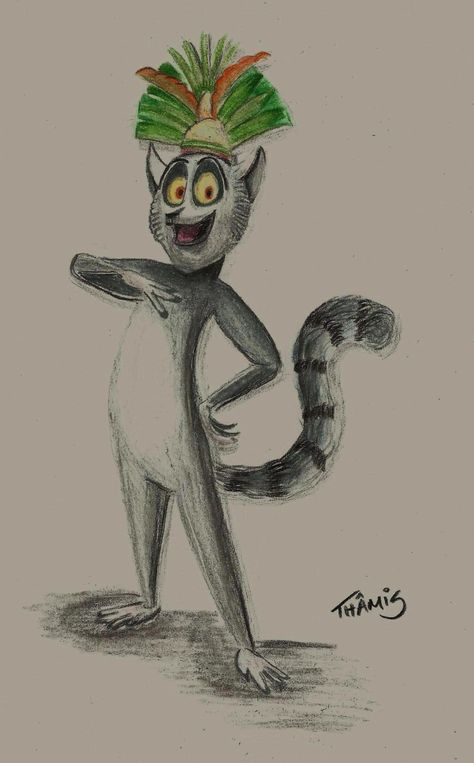 Rei Julian King Julien Drawing, Rei Julian, King Julian Madagascar, Madagascar Cake, King Julian, Character Design Tips, King Julien, King Painting, Penguin Drawing