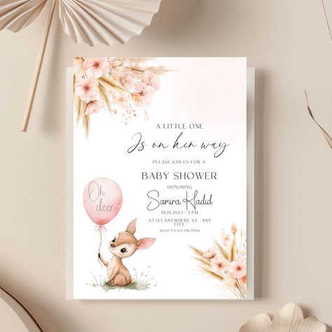 Invite your loved ones to a memorable celebration with our enchanting Woodland Baby Deer Shower Invitation from Baby Wonders Shop. Perfect for a boho baby shower or a cute pink whimsical forest-themed gathering, this printable oh deer invitation captures the magic of woodland creatures and woodland animals, creating the perfect baby shower invite for a baby girl woodland event.  Our Woodland Baby Shower Invitation features adorable forest friends and lush green woodland designs, making it an ide Oh Deer Baby Shower Girl, Woodland Theme Baby Shower Girl, Woodland Baby Girl Shower, Deer Baby Shower Girl, January Baby Shower, Cowboy Baby Shower Invitations, Girl Woodland Baby Shower, Woodland Baby Girl, Deer Baby Shower Invitations