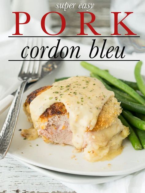 Pork Cordon Bleu Creamy Dijon, Cordon Blue, Stuffed Pork, Pork Ham, Parmesan Sauce, Easy Pork, Stuffed Pork Tenderloin, Pork Dishes, Pork Tenderloin