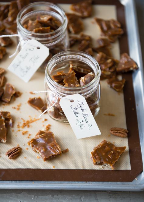 Butter Toffee with Maple and Pecans Toffee Gift Packaging, Butter Toffee Recipe, Maple Toffee, Pecan Toffee, Bake Ideas, Pecan Butter, Toffee Recipe, Butter Toffee, Candy Recipe