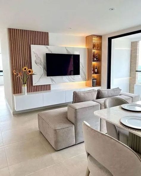 30+ TV Media Wall Ideas That Are Both Functional and Stylish - HubPages Floating Tv Shelves Living Room, Cabinetry Living Room, Furniture Color Schemes, Media Walls, Lcd Panel Design, Feature Wall Living Room, Living Area Design, Home Hall Design, Living Room Tv Unit Designs