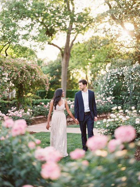 Wedding Couple Pictures, Spring Engagement Photos, Dallas Arboretum, Engagement Pictures Poses, Wedding Photography Styles, Romantic Lighting, Spring Engagement, Engagement Photo Poses, Garden Photography