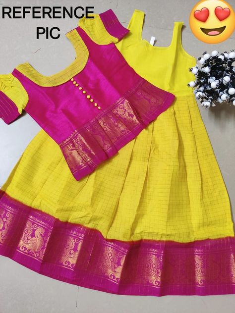 Pattu Pavadai Designs, Baby Lehenga, Baby Dress Tutorials, Pavadai Sattai, Cotton Frocks For Kids, Kids Frock, Frocks For Kids, Kids Party Wear Dresses, Pattu Pavadai