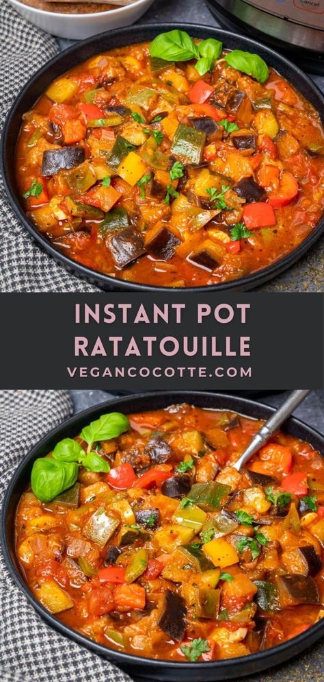 Veggie Soups Instapot, Vegan Stew Instant Pot, Caribbean Instant Pot Recipes, Veggie Stew Instant Pot, Insta Pot Veggie Recipes, Vegan Instant Pot Recipes Healthy, Ratatouille Recipe Vegan, Instant Pot Vegetables Recipes, Vegan Dinner Instant Pot