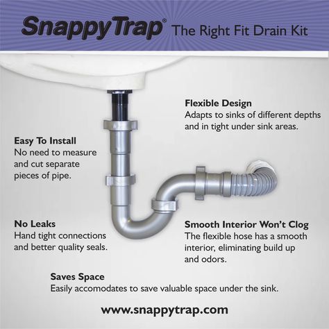 Snappy Trap Universal Drain Kit for Bathroom Sinks, Sink Drains - Amazon Canada Drain Pipe Ideas, Sink Drain Plumbing, Bathroom Sink Diy, Sink Replacement, Unclog Drain, Bathroom Stall, Tile Remodel, Amazon Canada, Bathroom Sink Drain