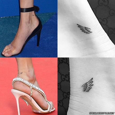 Bella Hadid's Tattoos & Meanings | Steal Her Style Bella Hadid Tattoo, Ankle Tattoos For Women Anklet, Small Wing Tattoos, Angel Wing Tattoo, Jon Boy, Ankle Tattoos For Women, Anklet Tattoos, Angel Wings Tattoo, Wing Tattoo