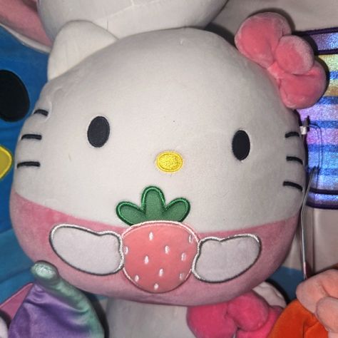 Questions? Leave A Comment Below! Hello Kitty Merch, Paper Squishes, Hello Kitty Squishmallow, Hello Kitty Plushies, Sanrio Plushies, Hello Kitty Strawberry, Kitty Toys, Pink Wallpaper Hello Kitty, Hello Kitty Toys