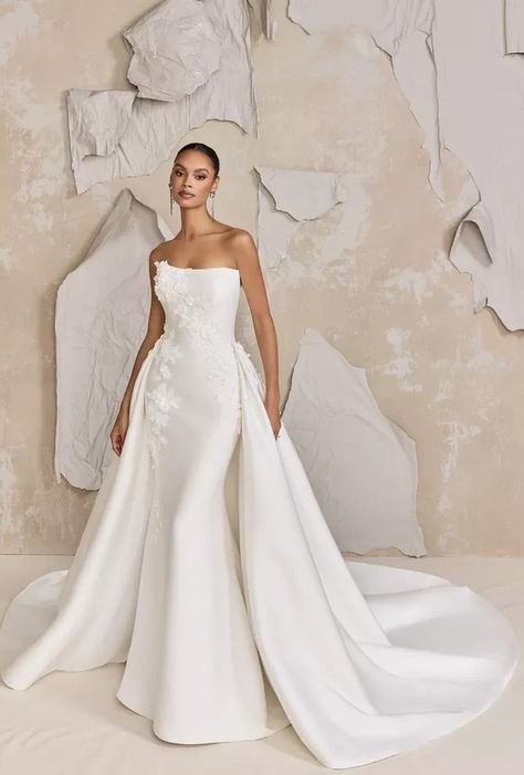 Fit And Flare With Overskirt, Wedding Dresses Justin Alexander, Straight Strapless Wedding Dress, Wedding Dress Overskirt, Straight Wedding Dresses, Justin Alexander Bridal, Justin Alexander Wedding Dress, Justin Alexander Signature, Illusion Wedding Dress