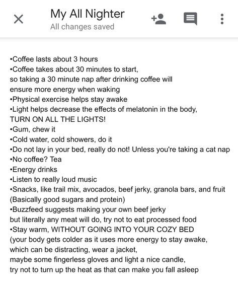 How To Stay Awake At School, All Nighter Tips Study, How To Stay Awake After An All Nighter, All Nighter Study Routine, Productive All Nighter, How To Keep Yourself Awake, All Nighter Study Tips, Tips For Pulling An All Nighter, Pulling An All Nighter To Study