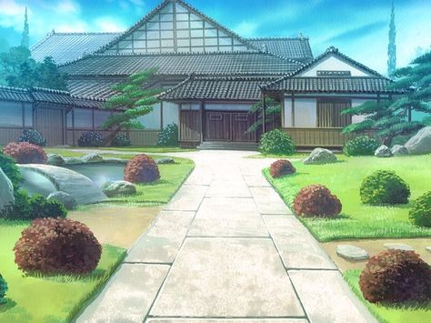 Anime picture || [1024x768]   With ~ ma furu yoru no rin ; game cg ; cloud (clouds) ; no people ; plant (plants) ; tree (trees) ; grass ; house ; road Anime Houses, Anime House, Japanese Style House, Anime Places, Traditional Japanese House, Japanese Home, Anime City, Scenery Background, Real Anime