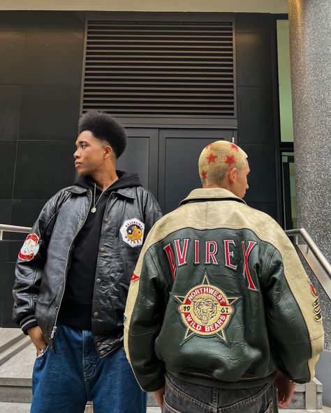 𝐃𝐞𝐞 𝐂𝐚𝐬𝐭𝐢𝐥𝐥𝐨 on Instagram: “Avirex Kings 👑” Avirex Jacket Outfit, Avirex Jacket, Vintage Varsity Jacket, Womp Womp, Black Glamour, Skate Street, Concept Clothing, Fashion Themes, Vintage Classics