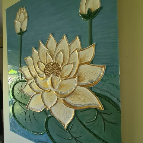 3D "White Lotus" I ve done a while back as a commisoned work. No photo or video can properly show the gloss and texture of this painting… | Instagram Lotus Texture Painting, Lotus Canvas Painting, Textured Paste, Painting Instagram, Lotus Painting, Mixed Media Portrait, Lotus Art, Minimalist Luxury, White Lotus