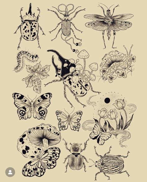 September Books, Whimsical Tattoos, Insect Tattoo, Bug Tattoo, Bug Art, First Come First Serve, Tattoo Portfolio, Tattoo Flash Art, Dope Tattoos