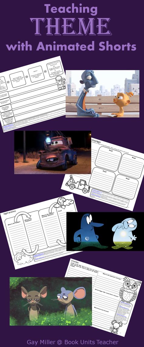 Free Printables to Use with Animated Shorts (Theme) Teaching Theme 2nd Grade Activities, Teaching Theme Middle School, How To Teach Theme, Teaching Theme 3rd Grade, Teaching Theme 2nd Grade, Teaching Theme 3rd, Teaching Theme 5th Grade, Animation Guide, Theme Writing