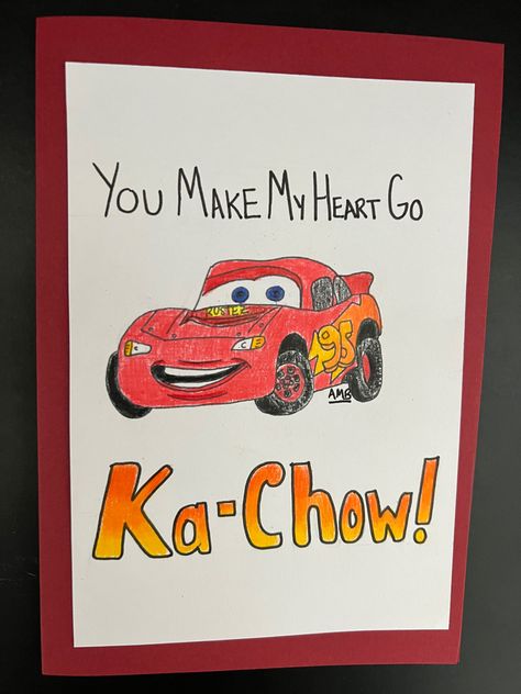 Lightning Mcqueen Boyfriend Gift, Boyfriend Car Gift Ideas, Lightning Mcqueen Valentines Card, Cars Valentines Ideas, Lightning Mcqueen Homecoming Proposal, Car Guy Presents, Craft Ideas For Boyfriend Birthday, Cars Movie Hoco Proposals, Hoco Proposals Ideas Lightning Mcqueen