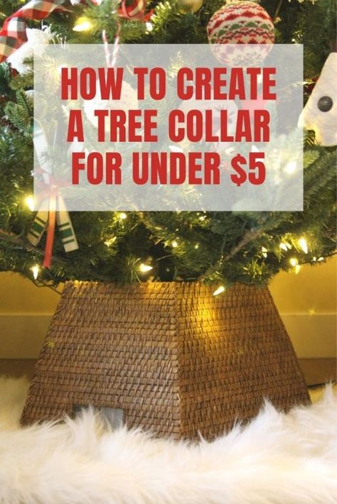 Make Your Own Christmas Tree, Tree Collar Christmas, Christmas Crafts Diy Decoration, Ribbon Tutorial, Christmas Tree Collar, Christmas Tree Base, Christmas Tree Box, Tree Ribbon, Collars Diy