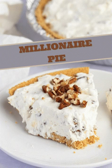 This millionaire pie is rich, sweet, and so decadent! With a graham cracker crust and cream cheese and pineapple filling, it tastes like a million bucks! Polish Deserts, Cheese And Pineapple, Millionaire Pie, Pineapple Filling, Key Lime Pie Easy, Pie Easy, Cracker Crust, Best Pie, Refreshing Desserts