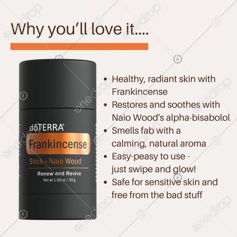 dōTERRA Frankincense Stick + Naio Wood #frankincense stick #Frankincense Stick   Naio Wood #naio wood #frankincense #frank #new products #wellnessadvocate #doterra #wellnessstockphotos #onedropdesigns #doterrawellnessadvocate #doterratips #doterragraphics #doterraphotos Melissa Wood, Doterra Frankincense, Doterra Business, Doterra Wellness Advocate, One Drop, Describe Yourself, Young Living, Easy Peasy, Radiant Skin