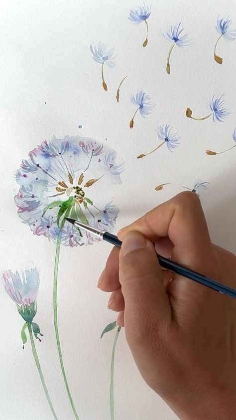 How to paint watercolor dandelion (Easy tutorial for beginners) in 2022 | Watercolor flowers, Watercolor paintings, Watercolor flowers tutorial