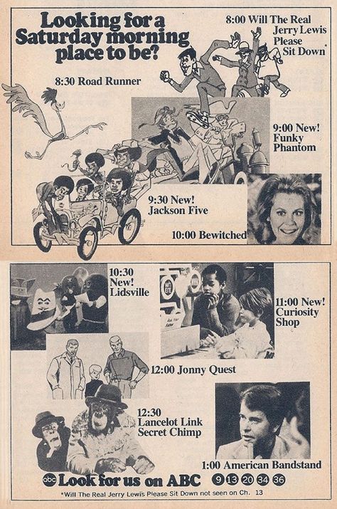 ABC Saturday Mornings and early afternoon 1971! 70s Childhood, Saturday Cartoon, 1970s Cartoons, 80 Cartoons, 1970s Tv Shows, Childhood Things, 1970s Childhood, American Bandstand, Childhood Tv Shows