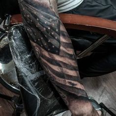 American Flag Sleeve Tattoo, Tatoo 3d, See Tattoo, Patriotic Tattoos, Military Tattoos, Polynesian Tattoos, Cool Forearm Tattoos, Flag Tattoo, Geometric Tattoos