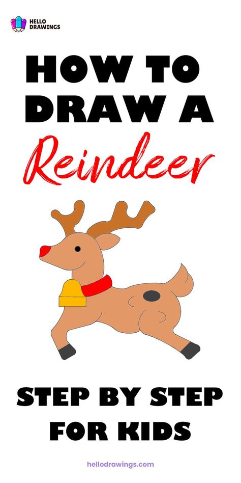 How to Draw a Reindeer | Step By Step Tutorial for Kids Simple Reindeer Drawing, Draw Reindeer, Reindeer Drawing, Christmas Door Decorating Contest, Easy Animal Drawings, Door Decorating Contest, Door Decorating, Want To Draw, Easy Drawings For Kids