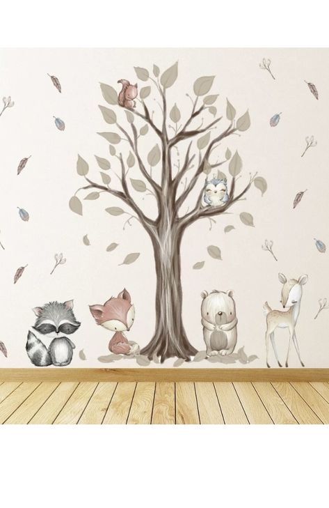 Tree Nursery Wall, Friends Autumn, Wallpaper Decals, Jungle Mural, Woodland Nursery Wall Art, Woodland Nursery Theme, Nursery Room Design, Tree Nursery, Autumn Tree