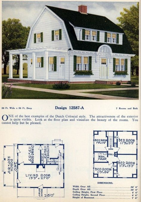 American home designs - Vintage house plans Gambrel Roof House Plans, Brindleton Bay House, Dutch Colonial House Plans, Dutch Colonial Exterior, Gambrel House, Dutch Colonial House, Sims4 Builds, Colonial Revival House, Dutch Bros Drinks