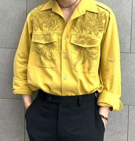 Fancy Yellow Outfits Men, Yellow Clothes Aesthetic Men, Yellow Outfit Aesthetic Men, Hufflepuff Core, Guy Outfits Aesthetic, Teenager Outfits Boys, Sunshine Outfit, Yellow Y2k, Menswear Streetwear