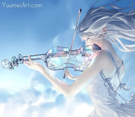 Yuumei Art, Violin Art, Arte Fantasy, Anime Angel, Anime Music, Comic Artist, Anime Scenery, Girl Drawing, Violin