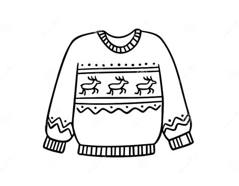 Warm Hand Drawn Christmas Knitted Sweater with a Pattern Icon. Doodle Warm Winter Clothes Stock Vector - Illustration of female, drawn: 346292683 Christmas Sweaters Drawing, Christmas Sweater Drawing, Sweater Drawing, Warm Winter Clothes, Hand Drawn Christmas, Winter Outfits Warm, Jumper Patterns, Cozy Pullover, Sweater Knitting Patterns