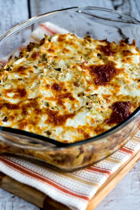 Twice-Cooked Cabbage with Sour Cream and Bacon (Video) – Kalyn's Kitchen Baked Cabbage, Cabbage Casserole, Keto Casserole, Low Carb Casseroles, Cooked Cabbage, Low Carb Diets, Low Carb Sides, Recetas Keto, Keto Side Dishes