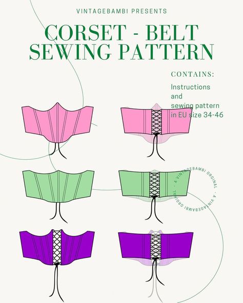 Vintage Corset Pattern Free, How To Wear A Corset Under Clothes, Front Tie Corset Pattern, Corset Pattern With Boning, Corset Pattern Underbust, Free Underbust Corset Sewing Pattern, Underbust Corset Sewing Pattern Free, No Sew Corset Diy, Corset Template Pattern