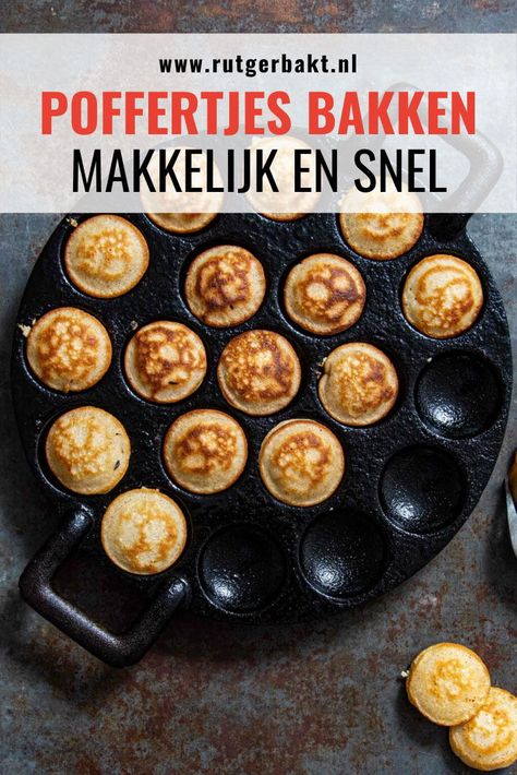 Met dit makkelijke poffertjes recept kun je heel makkelijk heerlijke poffertjes bakken. Serveer ze met een klontje roomboter en wat poedersuiker en je maakt iedereen blij. Met dit poffertjesrecept bak je 100-125 poffertjes.Lees het hele recept op de website voor de lekkerste poffertjes van Rutger Bakt. #rutgerbakt #poffertjes Poffertjes Recipe, Breakfast Sweets, Dutch Recipes, Group Meals, High Tea, Quick Recipes, Mouth Watering, Yummy Treats, Baking Recipes