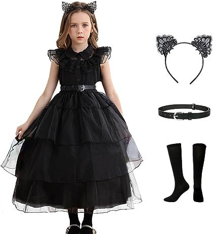 Amazon.com: iTvTi: Addams Costume Addams Halloween Costume, Wednesday Addams Halloween, Wednesday Addams Costume, Family Dress, Costume Toddler, Toddler Halloween Costumes, Addams Family, Wednesday Addams, Girl Costumes