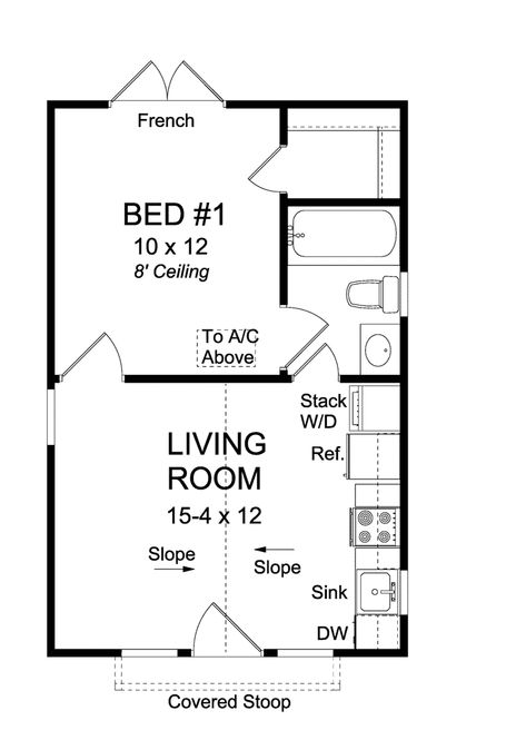 16×24 House Plan, 16x22 Floor Plan, One Bedroom House Plans, One Bedroom House, Country Ranch, Cabin Floor, Cabin Floor Plans, Small House Floor Plans, Apartment Floor Plans