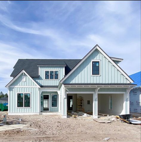 Sherwin williams rainwashed Two Tone Beach House Exterior, Sherwin Williams Rainwashed Exterior, Rainwashed Sherwin Williams Exterior, Tidewater Sherwin Williams, Sherwin Williams Rainwashed, Beach House Exterior Colors, Paint Combos, Buy Dirt, Beach House Colors