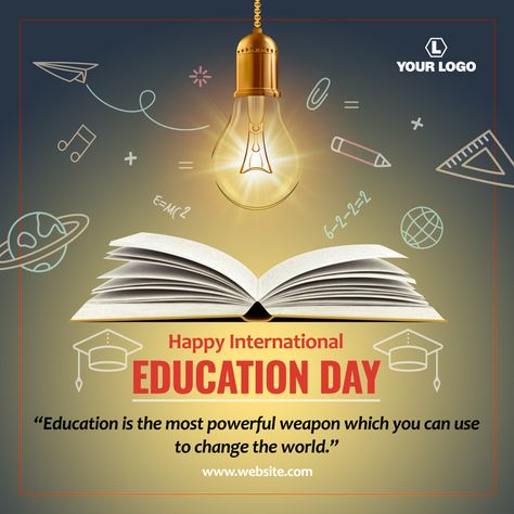 Happy Birthday Facebook Post, International Education Day, World Education Day, International Day Of Education, International Students Day, National Pi Day, Happy Yoga Day, Education Day, Poetry Day