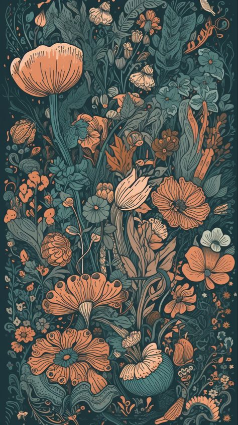 Cell phone wallpaper, orange and teal illustration of flowers bohemian aesthetic Bohemian Wallpaper Iphone, Bohemian Phone Wallpaper, Bohemian Aesthetic Wallpaper, Cute Phone Backgrounds Aesthetic, Phone Wallpaper Orange, Orange Phone Wallpaper, Teal Illustration, Phone Wallpaper Art, Flower Wallpaper Aesthetic