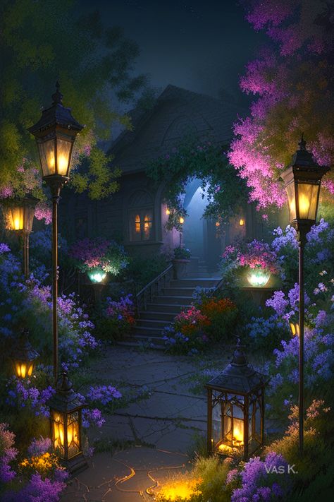 Dreamy summer night garden Secret Garden Aesthetic Night, Livingrooms Design, Artsy Pants, Candle Light Photography, Lighting For Bathroom, Lighting Wallpaper, Witchy Garden, Garden At Night, Minimalist Garden